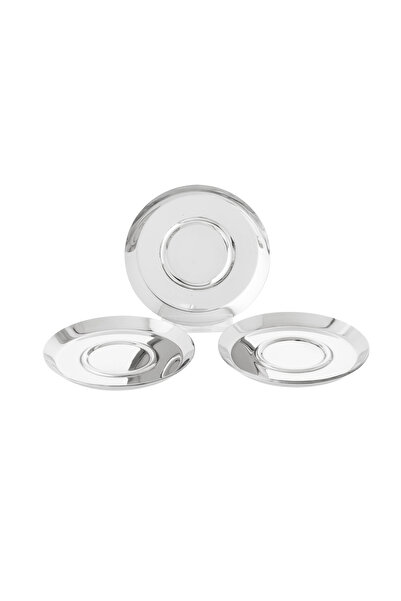 Dania Shiny Stainless Steel Tea Saucer Set - 6 Stylish Multi-Purpose Pieces - Saucer Size 12 cm