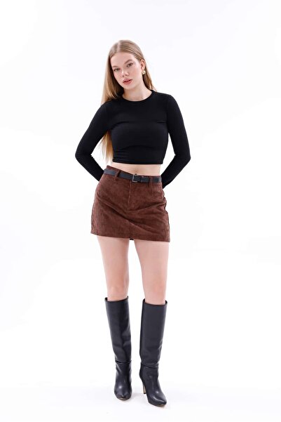 Pulli Collection Kadife Korduroy Mini Şort Etek