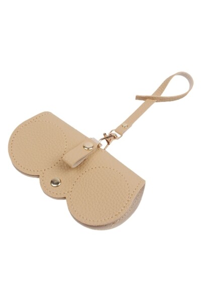NEO ™ Eyewear Case in Leather, Portable Design with Clip and Bracelet, 17x8x1cm, Cream
