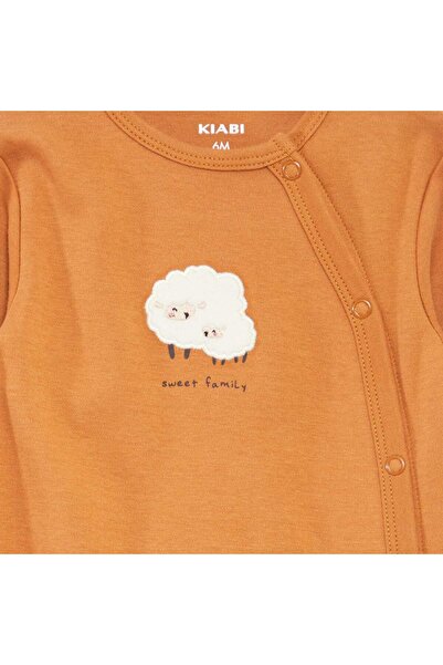 KIABI Pack of 2 sleepsuits with press-stud opening and attached feet BEIGE