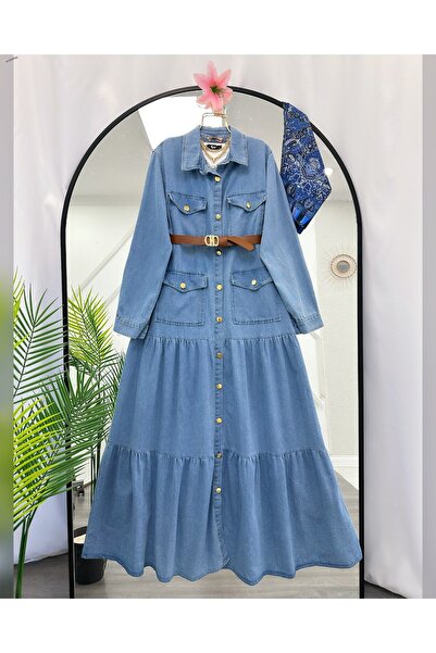 YEDİLALE СОРОЧКА З ПОВНИМ ГУДЗИКОМ КЛОШ КОТ СУКНЯ [140 см посередині, включаючи пояс, розмір 38\48]