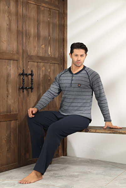 CALİA Χειμερινό ανδρικό σετ πιτζάμες με μακρυμάνικο γιακά με κουμπιά