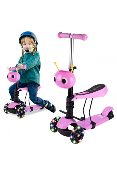 MalPlay Children's scooter, Malplay, foldable, removable seat, PU wheels with LED, anti-slip deck and