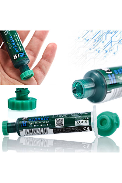 Rosfix Soldermask UVH900-LY Verde 10g | Pentru PCB | Întărire cu Lumină UV