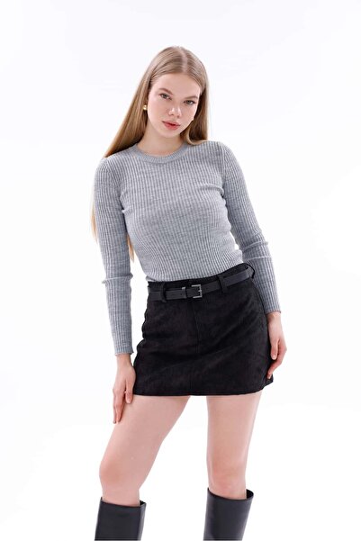 Pulli Collection Kadife Korduroy Mini Şort Etek