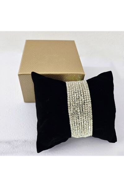 FashionForYou With Sparks elastic bracelet set, with handcrafted crystals, Silver