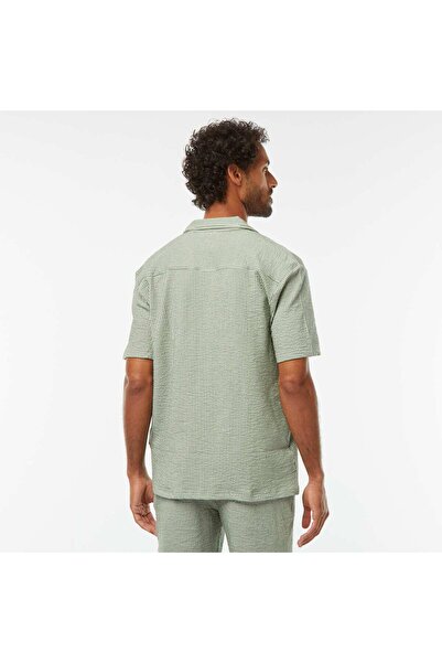 KIABI Seersucker-style short-sleeved shirt GREEN
