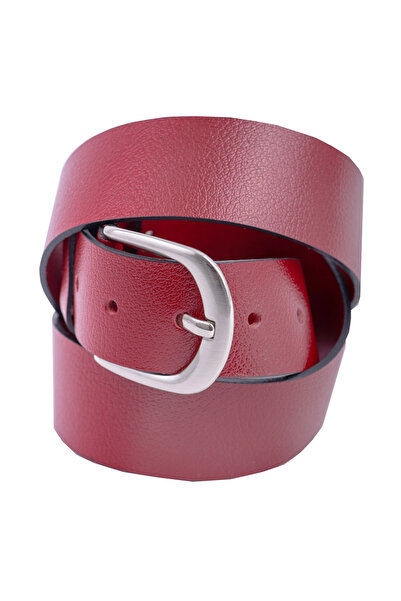 TORO NERO Curea de damă din piele roșie - Vișinie groasă