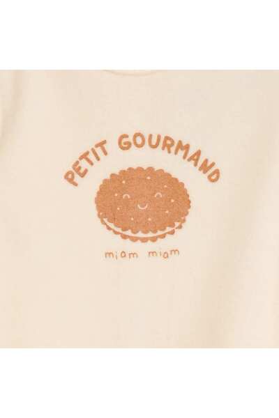 KIABI Fleece sleepsuit with feet and design on the front BEIGE