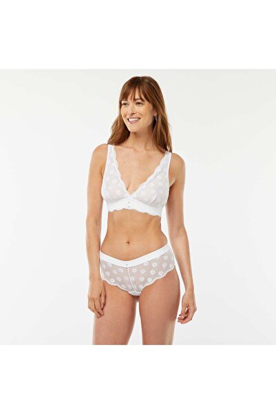 KIABI Openwork floral lace boy shorts WHITE