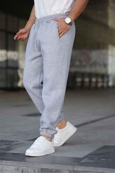 comstar Men's Gray Sweatpants with Elastic Waist and Cuffs