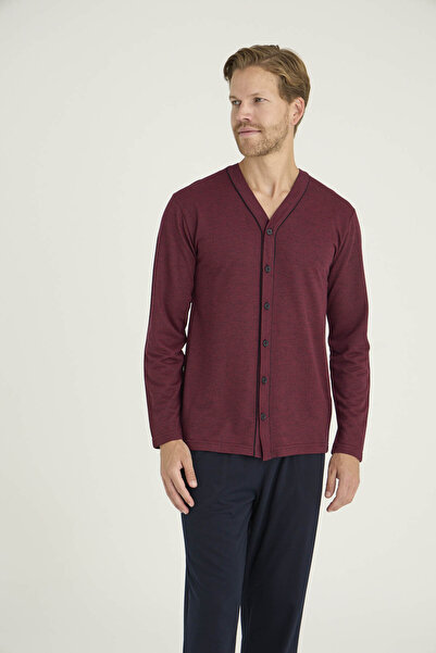 KLY Erkek V.Yaka Boydan Düğmeli Pijama Takımı - Dış Giyim