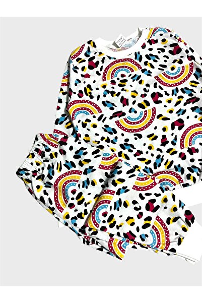 ALİŞ KİDS Set de pijamale sezoniere cu mâneci lungi, din bumbac, cu model curcubeu, pentru fete