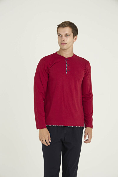 KLY 100% Cotton Men's Midi Collar Pajama Set Stylish Design - Outerwear