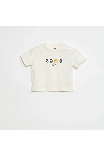 KIABI تي شيرت بطبعة محببة باللون الأبيض