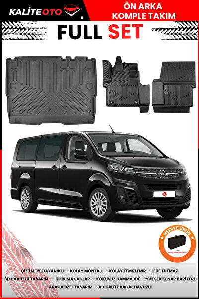 ko kaliteoto Opel Zafira Life 8+1 2023-2024-2025 Model Bagaj Havuzu+Paspas Ta...