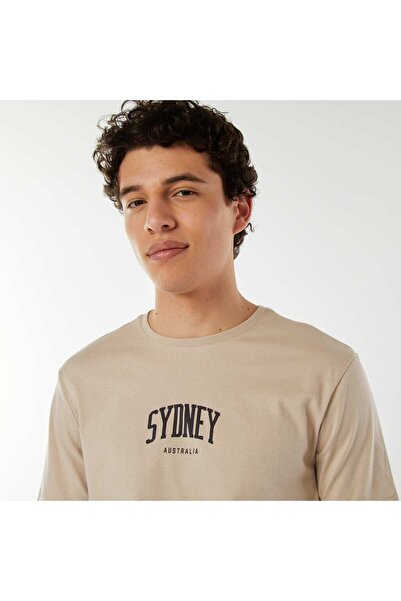 KIABI Printed slogan T-shirt BEIGE