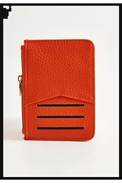 mirakuş Orange Zippered Card Holder & Wallet