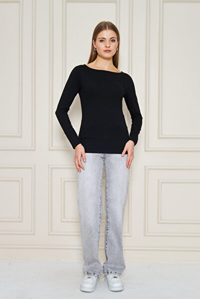 ESPİNA Γυναικείο μπλουζάκι με μακρύ μανίκι με λαιμόκοψη, άνετο και κομψό