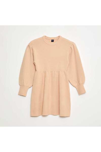 KIABI Soft Knit Sweater Dress BEIGE