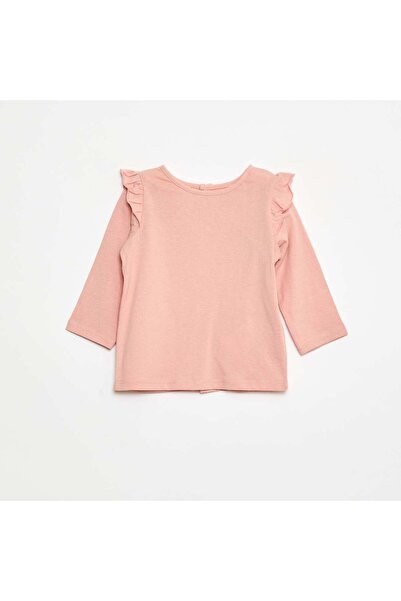 KIABI Long-sleeved patterned T-shirt with ruffled armholes PINK