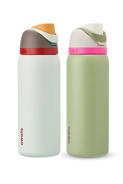 owala FreeSip® Pack of 2 Green & White Stainless Steel Insulated Water Bottle 32oz