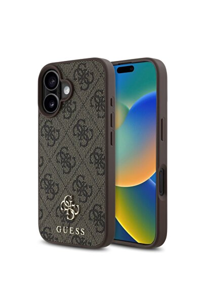 Guess Case for iPhone 16, Hardcase 4G Classic MagSafe, Brown