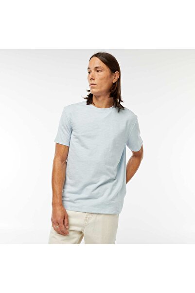 KIABI Short-sleeved textured knit T-shirt BLUE