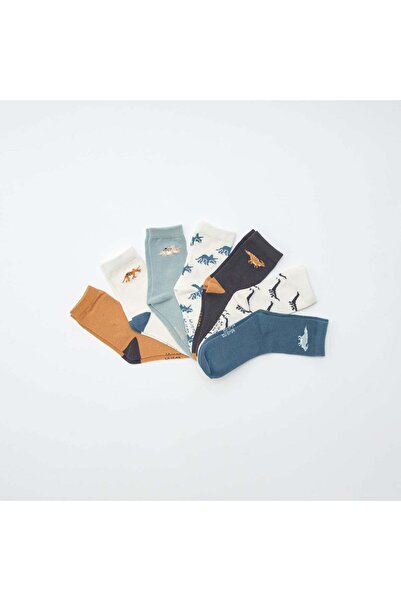 KIABI عبوة من 7 أزواج من الجوارب مطبوع باللون البيج