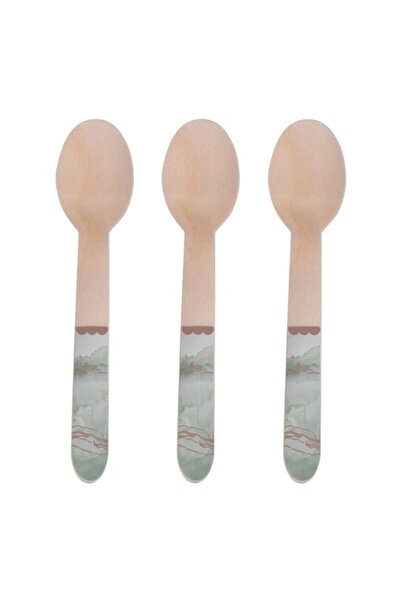 SHOPIENS Set 10 linguri de petrecere din lemn Shopiens®, ciel cu detalii din folie roz aurie Summer Illusion