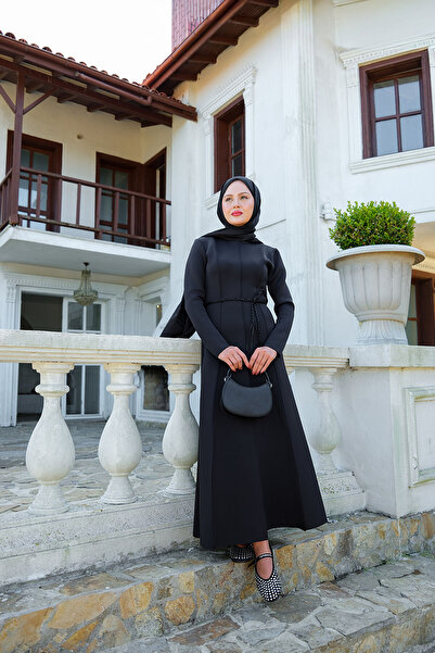 LOCCO Women's Scuba Puff Detail Dress Black