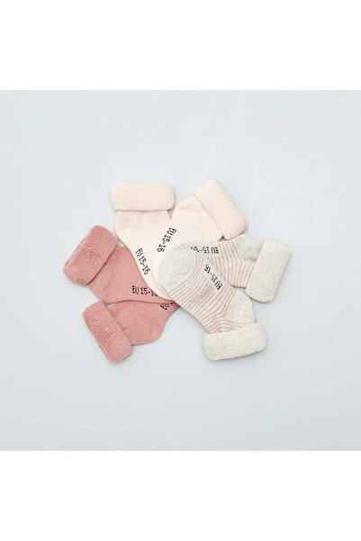 KIABI عبوة من 3 أزواج من جوارب حديثي الولادة باللون الوردي