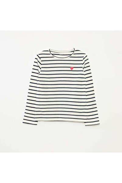 KIABI Striped long-sleeved T-shirt with round neck BLUE