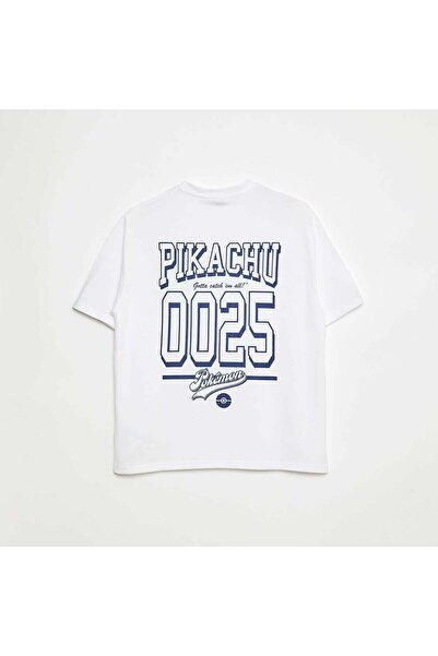 KIABI Pikachu 'PokÃ©mon' Reversible Print Short-Sleeve T-Shirt WHITE