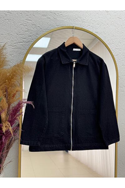 BENAHOLL Jachetă de blugi Capona cu fermoar și buzunare duble-LS17788 Negru