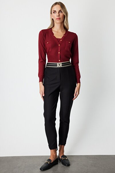 Mi Pret a Porter Pantaloni cu talie cu nervuri Mi Negri