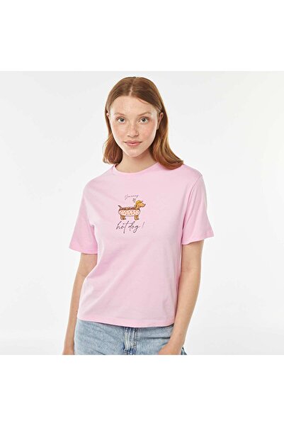 KIABI Oversized T-shirt with print on the front PINK