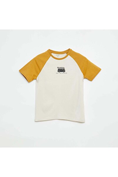 KIABI Printed T-shirt with short raglan sleeves YELLOW