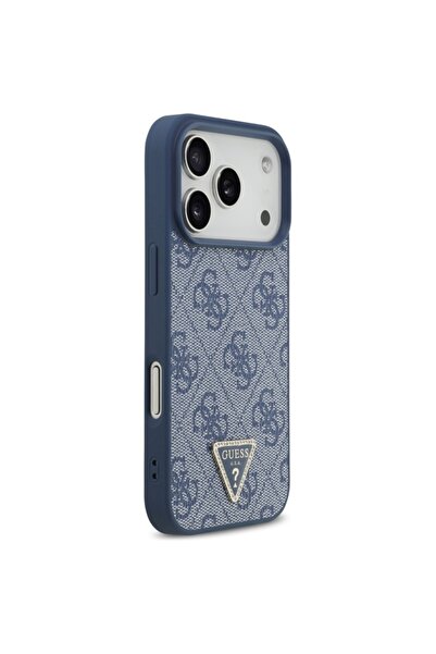 Guess Θήκη για iPhone 17 Pro Max, Δερμάτινη 4G Τρίγωνο Strass, Μπλε