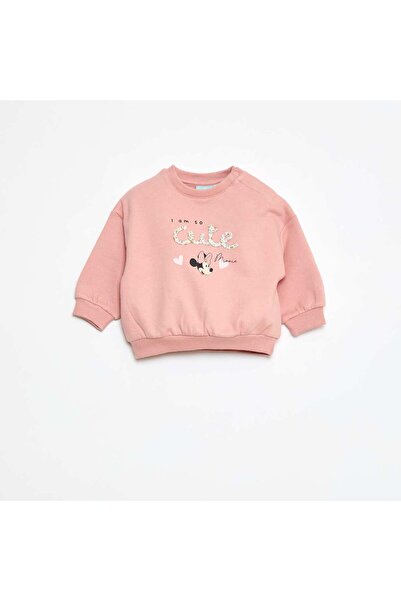 KIABI سويت شيرت وردي برقبة مستديرة مطبوع صورة ميني ماوس من ديزني