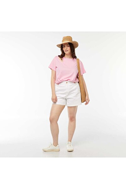 KIABI Plain T-shirt with openwork slit and twisted effect PINK