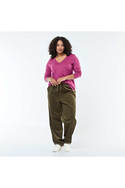 KIABI V-Neck Short-Sleeve Jersey T-Shirt PINK