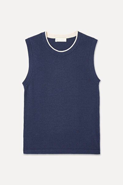 Mudo Modal Mixed Crocheted Sweater with a Circular Neckline