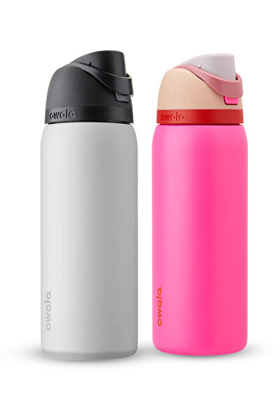 owala FreeSip® Pack of 2 Pink & White Stainless Steel Insulated Water Bottle ...