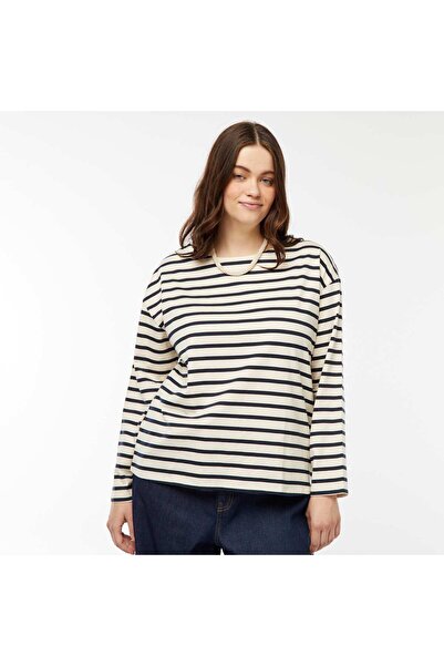 KIABI Oversized Breton T-shirt WHITE