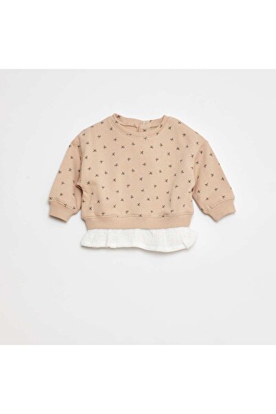 KIABI سويت شيرت بحاشية ذات تأثير 2 في 1 باللون الوردي