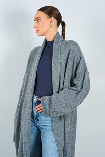 Lavanta Tekstil Th2310006 - Open Front Shawl Collar Cardigan