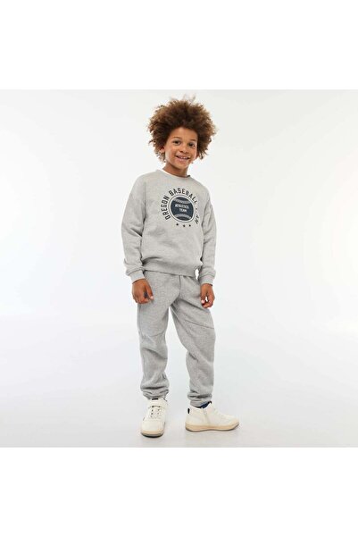 KIABI بنطلون رياضي من قماش سويت شيرت عادي باللون الرمادي