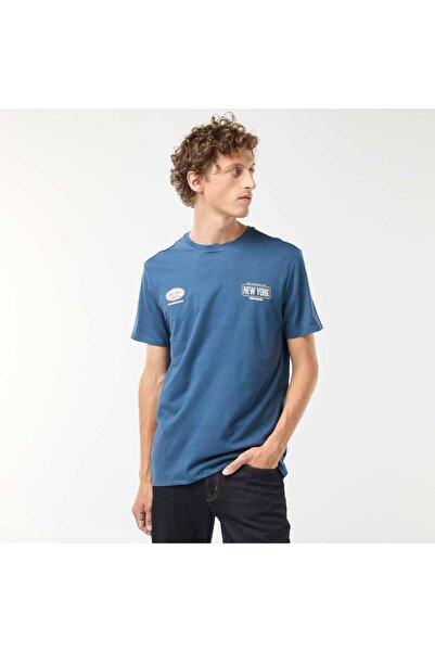 KIABI تي شيرت مطبوع بأكمام قصيرة باللون الأزرق