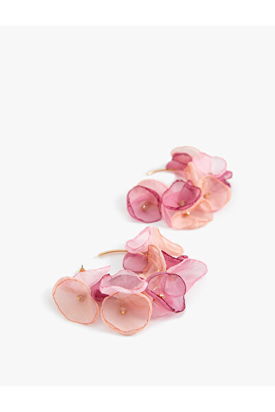 Koton Women's Pink Floral Hoop Earrings